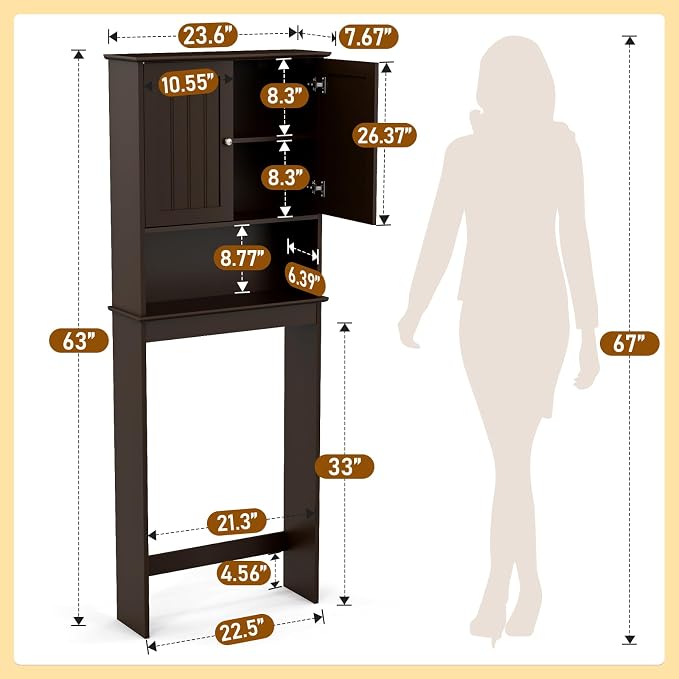Over The Toilet Storage Cabinet, Behind Toilet Bathroom Organizer - Image 2