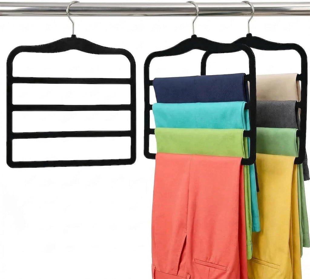 2-Pack Velvet Pants Hangers - Space Saving Multi-Layer Non-Slip Closet