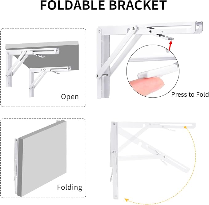 YUMORE Folding Shelf Brackets, 16 Inch Heavy Duty Collapsible Shelf Bracket - Image 3