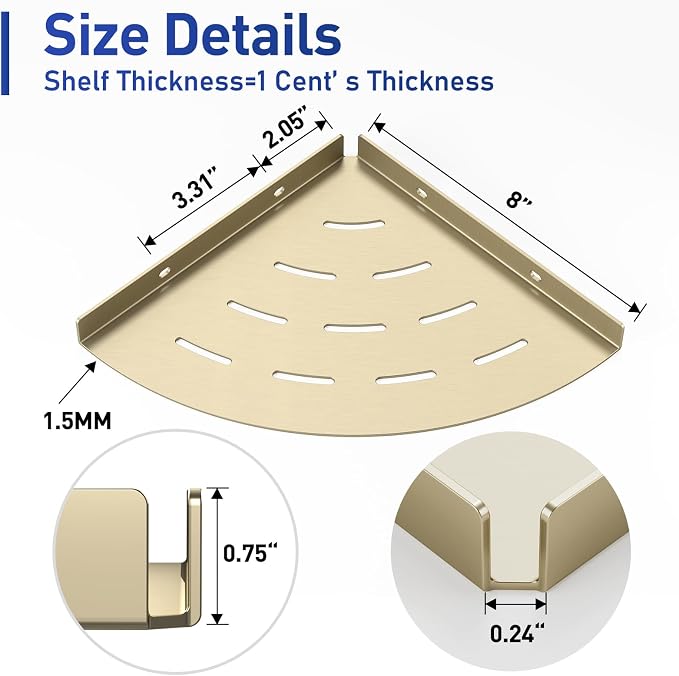 2 Pack Corner Shower Shelves Load Capacity 40 lbs 304 Stainless Steel Shower - Image 3