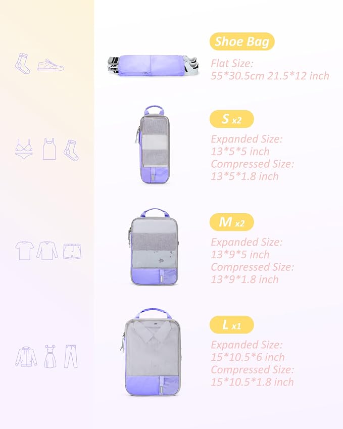 BAGSMART 6 Set /4 Set/2 Set Compression Packing Cubes - Image 2