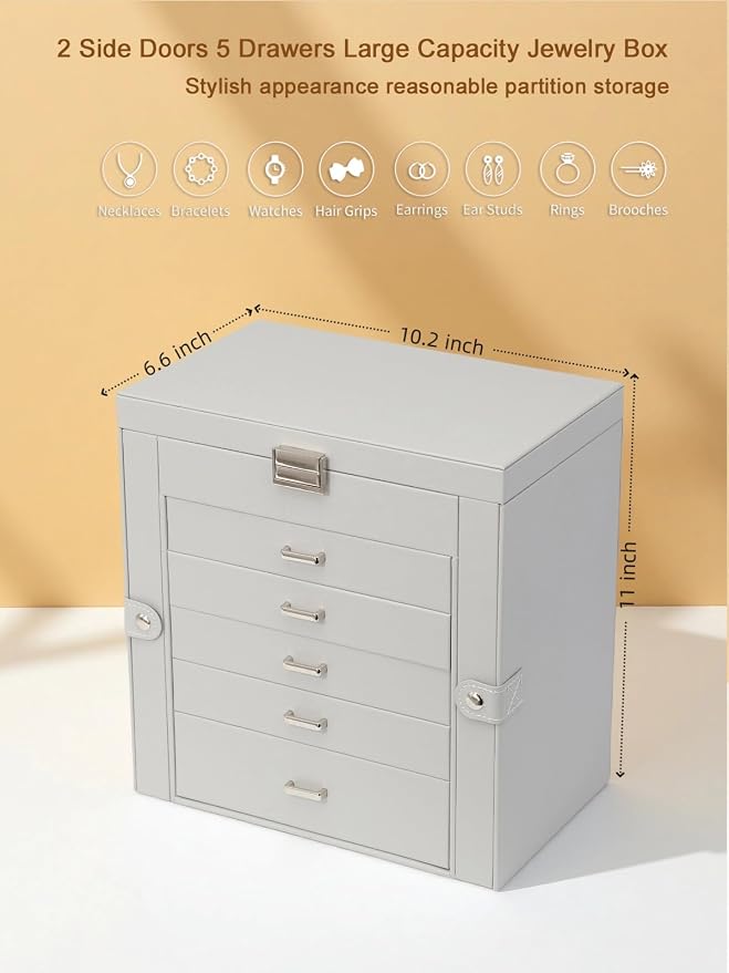 BOOVO Jewelry Box For women, 6 Layer Large Jewelry Organizer - Image 5