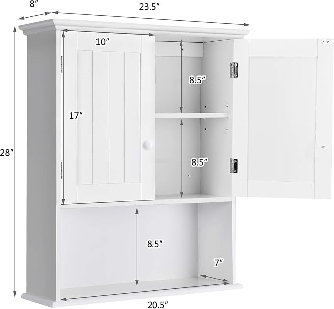 Tangkula Wall Mount Bathroom Cabinet Wooden Medicine Cabinet Storage Organizer - Image 3