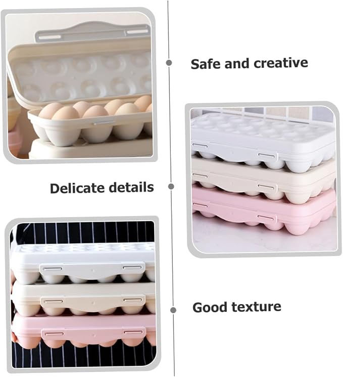 2pcs Egg Fridge Organizer with Lids Stackable Egg Storage Box - Image 3