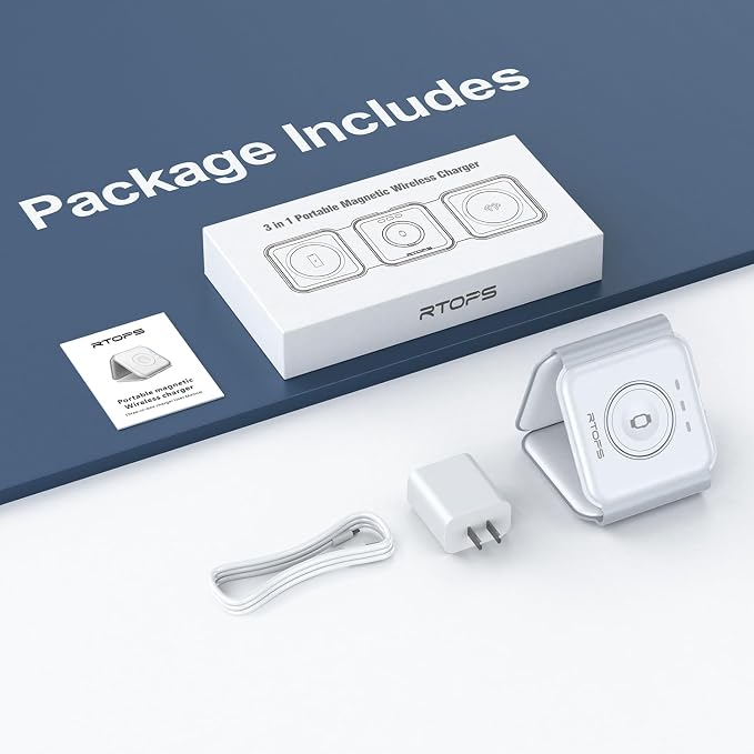 Wireless Charger 3 in 1, RTOPS Magnetic Travel Wireless Charging Station - Image 7