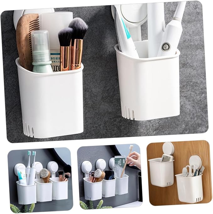 Strong Suction Toothbrush Holder Wall Mount No Drilling Bathroom Organizer - Image 5