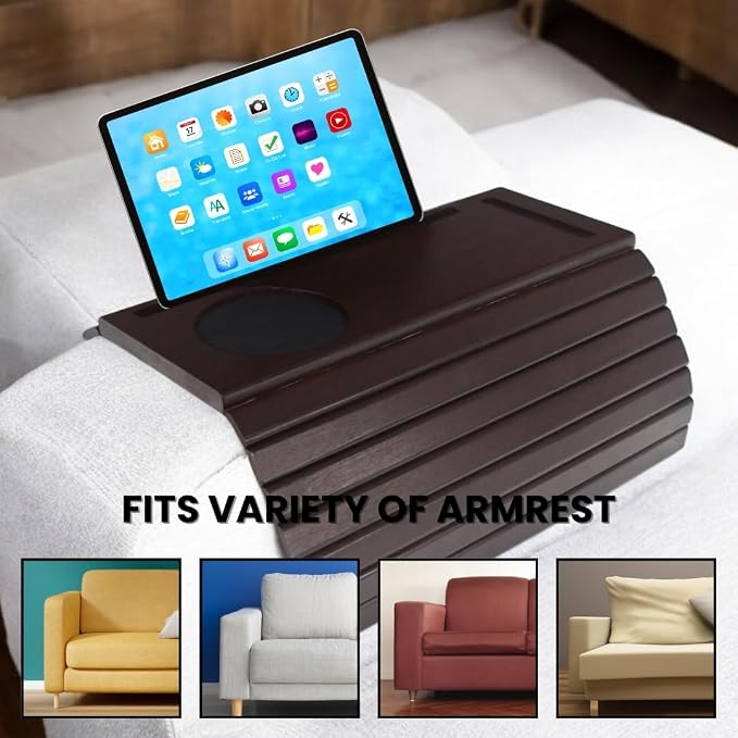Bamboo Sofa Arm Tray, Couch Arm Table Caddy - Image 3