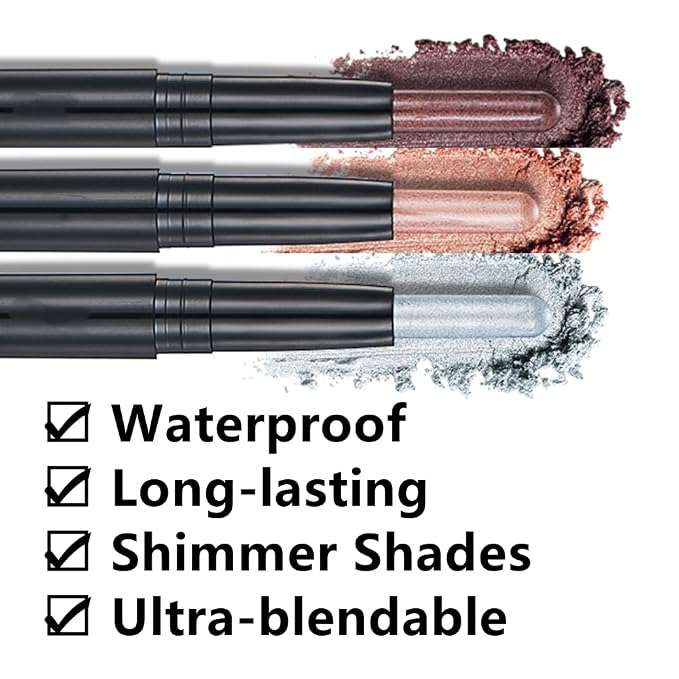 Silver Gray Eyeshadow Stick Makeup, Cream Shimmer Eye Shadow Pencil, - Image 2