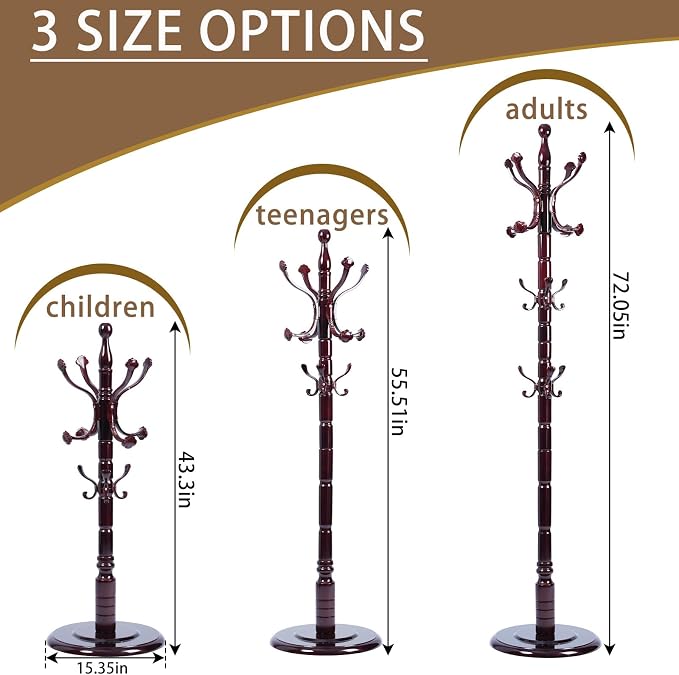 Solid Wooden Coat Rack Stand, Coat Racks Freestanding - Image 2