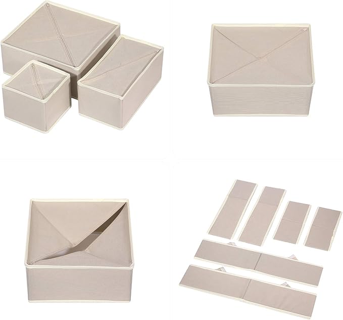 6 Pack Foldable Drawer Organizer Dividers Cloth Storage Box Closet Dresser - Image 3