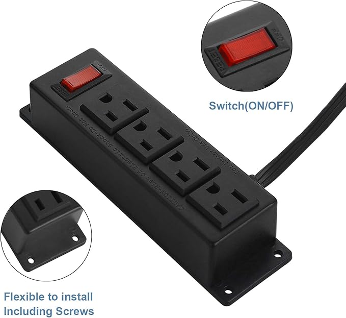 Wall Mount Power Outlet Strip, 4 Outlet Mountable Power Strip - Image 4