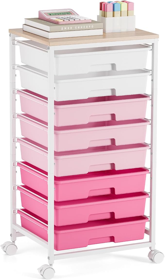 Rolling Cart with Drawers, Craft Storage, Teacher Cart, Storage Cart on Wheels by TOOLF