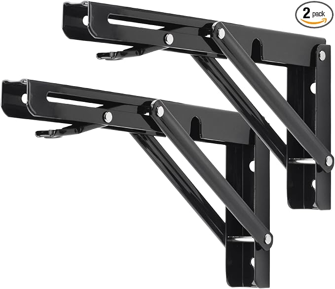 YUMORE Folding Shelf Brackets, 10 Inch Heavy Duty Collapsible Shelf Bracket by YUMORE