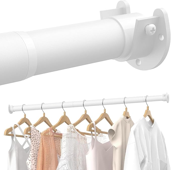 2 PACK Closet Rods for Hanging Clothes, 17 to 28 Inches Stepless Adjustable by Supforce