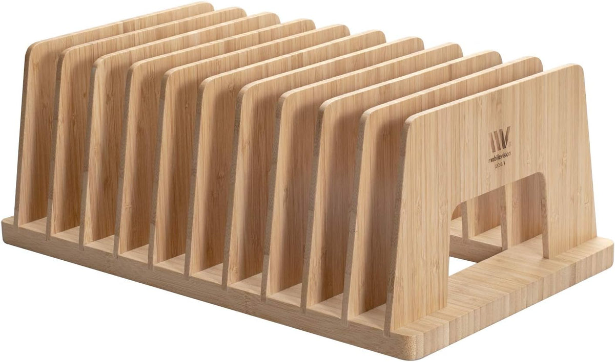 Bamboo Device Organizer for Smartphones, Tablets and Laptops, 10 Slots
