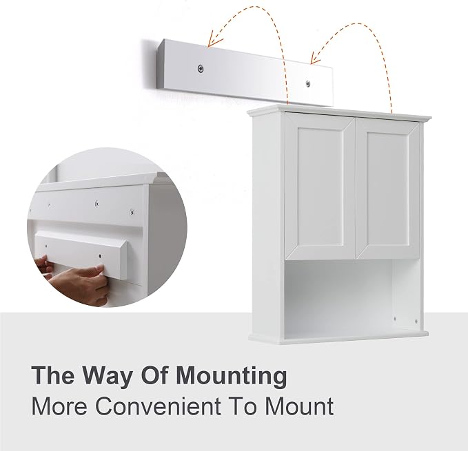 Bathroom Wall Cabinet Wooden Medicine Cabinet Buffering Hinge MDF Material Over - Image 5