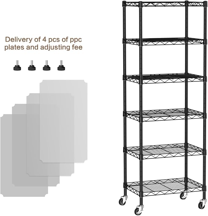Small 6 Tier Shelves Storage Wire Shelving Unit Metal Shelf Adjustable - Image 4