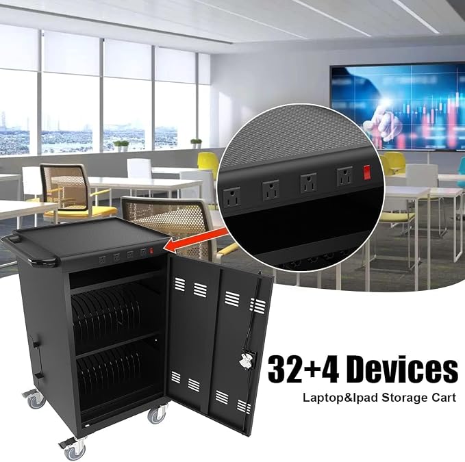 36 Device Charging Cart for Laptop Up to 16.3-inch Screen, Mobile Charging - Image 2