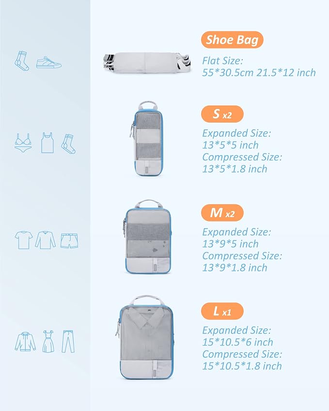 BAGSMART 6 Set /4 Set/2 Set Compression Packing Cubes - Image 2