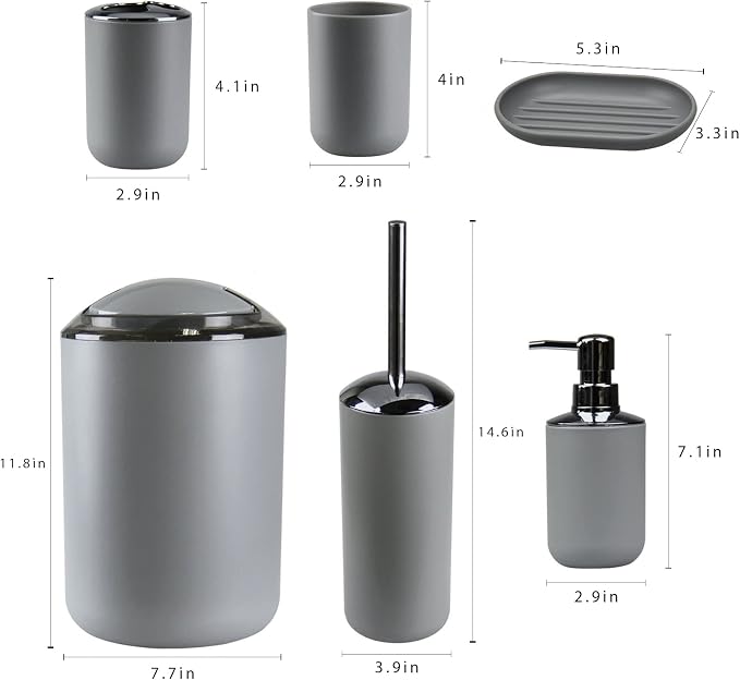 IMAVO Bathroom Accessories Set, 7 Pieces Bathroom Accessory Set, Toilet Brush - Image 3