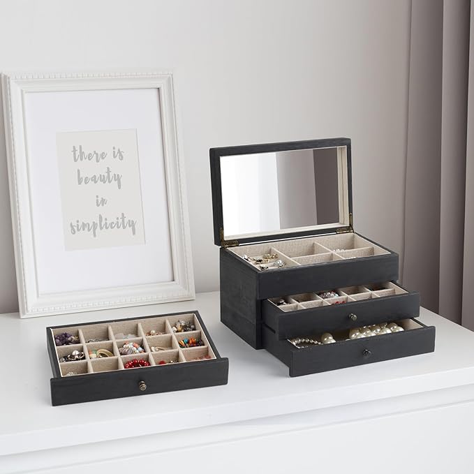 Meangood Jewelry Box Organizer for Women, 3 Layer Large Jewelry Storage Case - Image 4