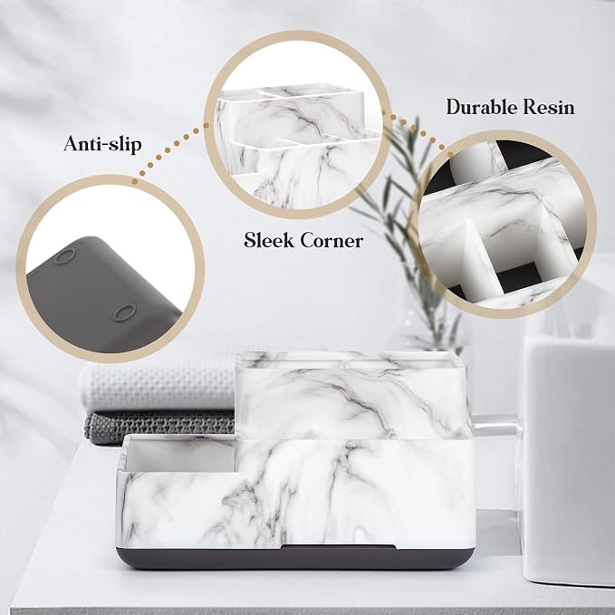 Toothbrush Holder, Bathroom Organizer Countertop, 5 Compartments - Image 6