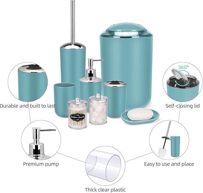 IMAVO Bathroom Accessories Set, 9 Pieces Bathroom Accessory Set, Qtip Holders - Image 9