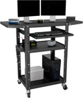 Mobile AV Cart with Pullout Keyboard Tray, Rolling Computer Cart