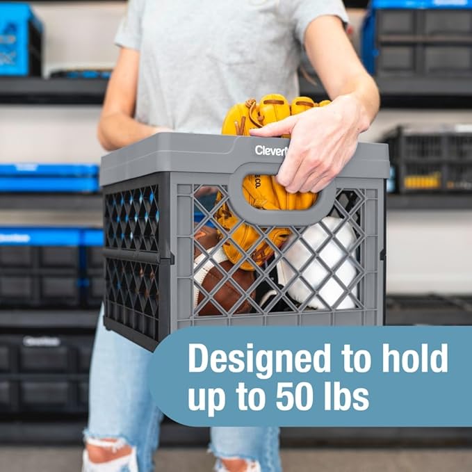 CleverMade Collapsible Milk Crate, 1PK - 25L Stackable Storage Bins - Image 2