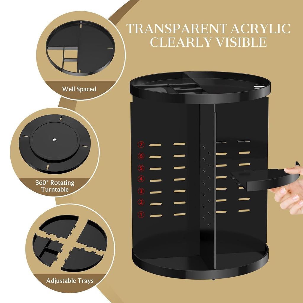 Makeup Organizer 360 rotating, Adjustable Skincare Organizers with