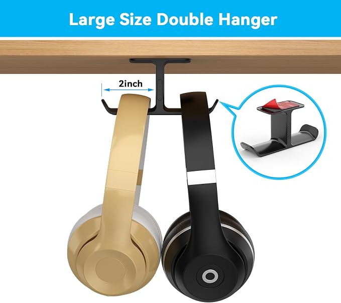 Upgraded Headphone Stand Hanger, Headset Holder Mount, Hook of Double Hanging - Image 2