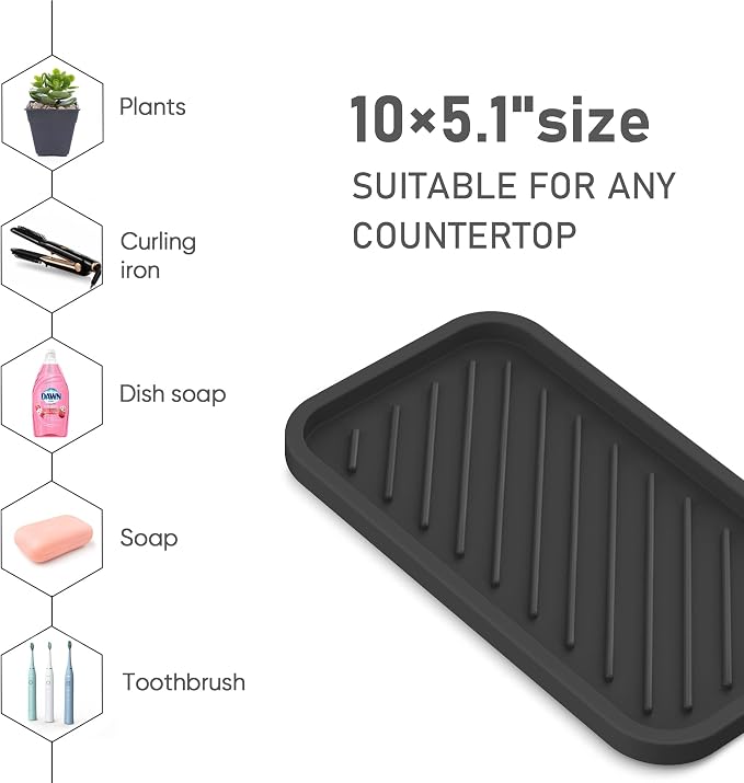 EG-SIPRO Silicone Sponge Holder, Large 10" Kitchen Sink Organizer Tray Kitchen - Image 4