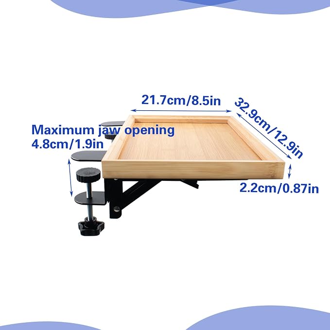 SnowTing Foldable Bedside Shelf, Metal Clip-On Mount and Bamboo Tray - Image 5