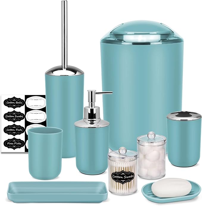 IMAVO Bathroom Accessories Set, 9 Pieces Bathroom Accessory Set, Qtip Holders by IMAVO