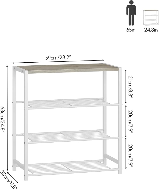 Yusong Shoe Rack Organizer, 4 Tier Industrial Shoe Storage Shelf - Image 3
