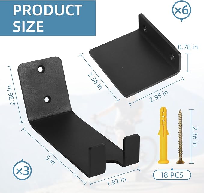 3 Pack Bike Wall Mount Bike Pedal Hanger Wall Mount Bike Hangers Heavy Duty - Image 2