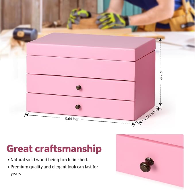 Meangood Jewelry Box Organizer for Women, 3 Layer Large Jewelry Storage Case - Image 3
