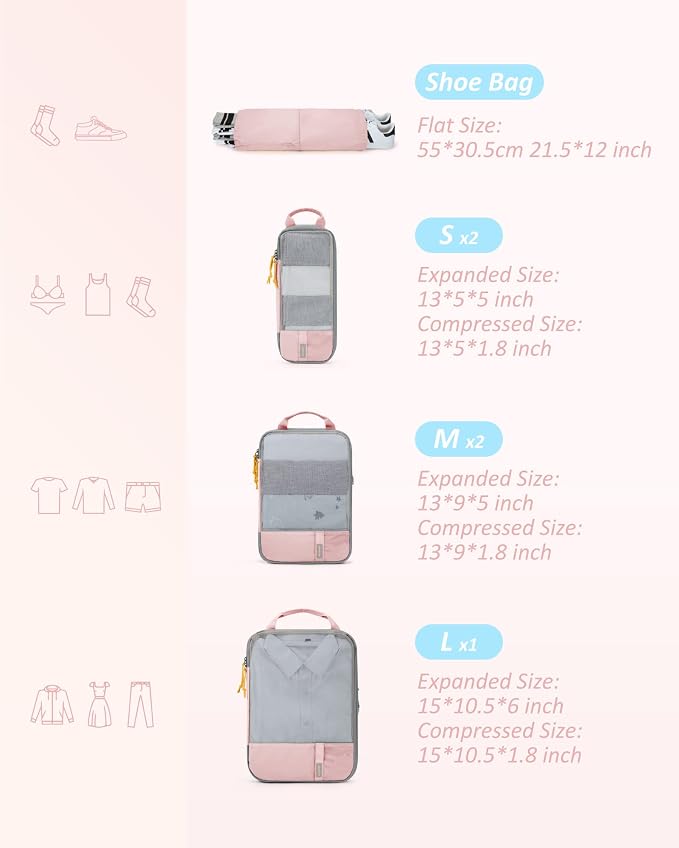 BAGSMART 6 Set /4 Set/2 Set Compression Packing Cubes - Image 3