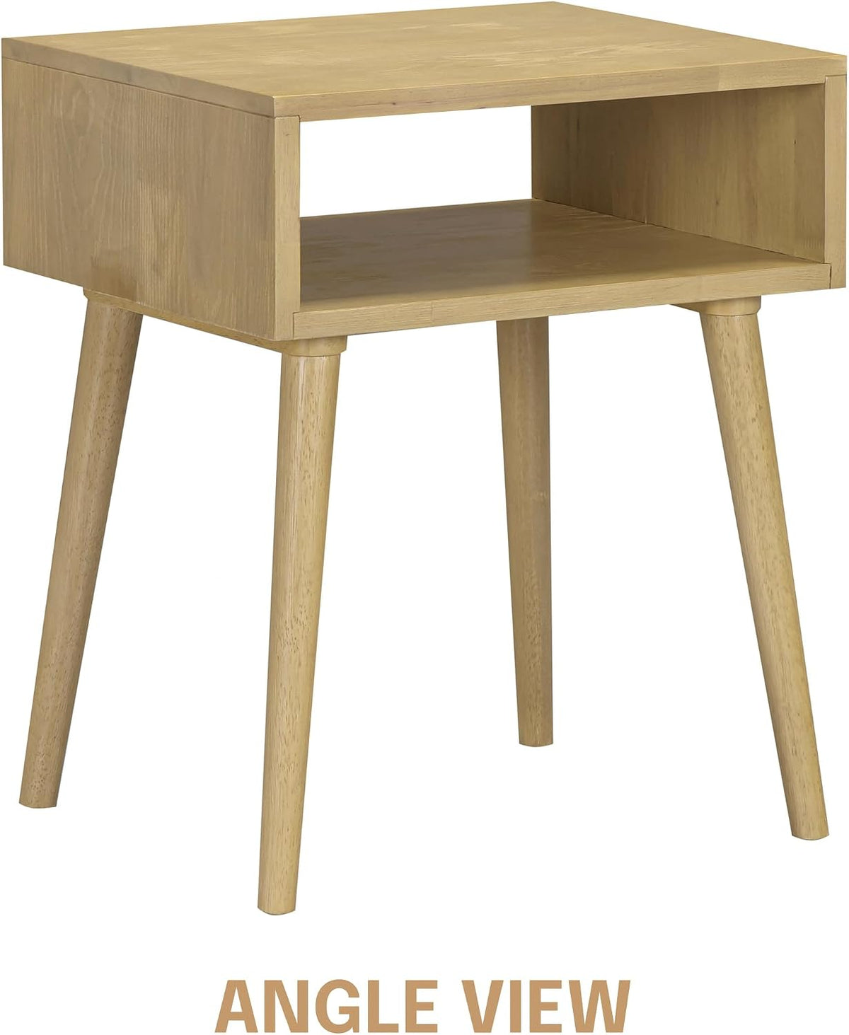 Zoe Solid Wood Nightstand, Mid Century Modern Side Table Bedroom