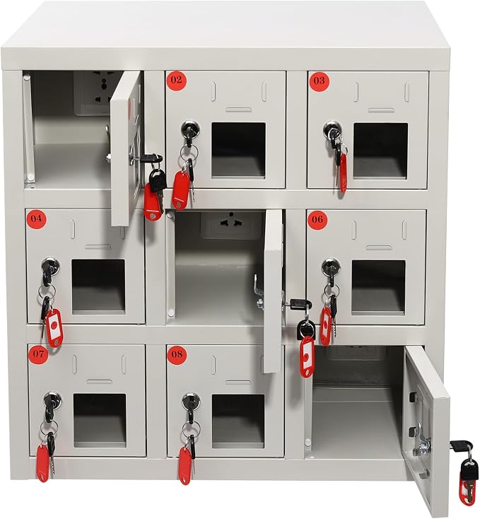 Cell Phone Charging Stations, 9 Slots Metal Mobile Phone Storage Cabinet - Image 6