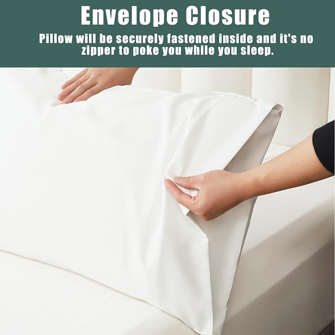 TELUS Pillow Cases King Size 2 Pack, Bamboo Rayon Cooling Pillowcases - Image 6