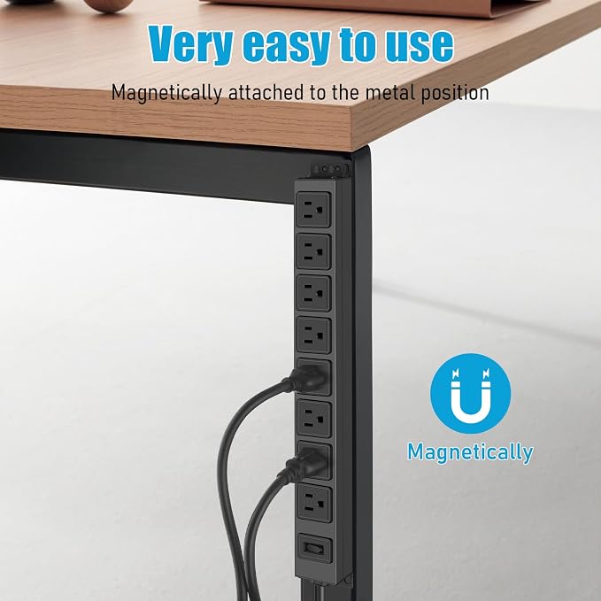 HHSOET Magnetic Mount Power Strip, 8 Outlet Mountable Socket, Metal Heavy Duty - Image 2