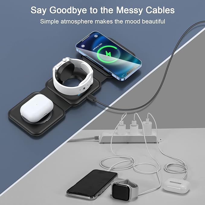 Wireless Charger 3 in 1, RTOPS Magnetic Travel Wireless Charging Station - Image 4