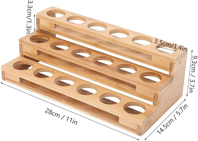 3 Tier Essential Oil Holder Stand, 1.4in Hole Diameter Wood Cosmetic Storage - Image 3