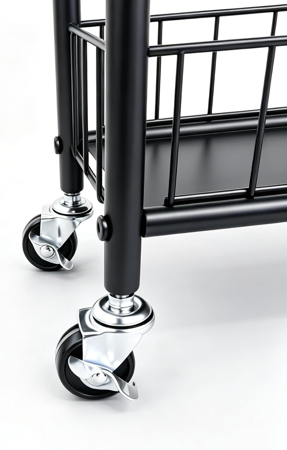 Slim Storage Cart with Wheels, Metal 6-Tier 6in Black Narrow Rolling