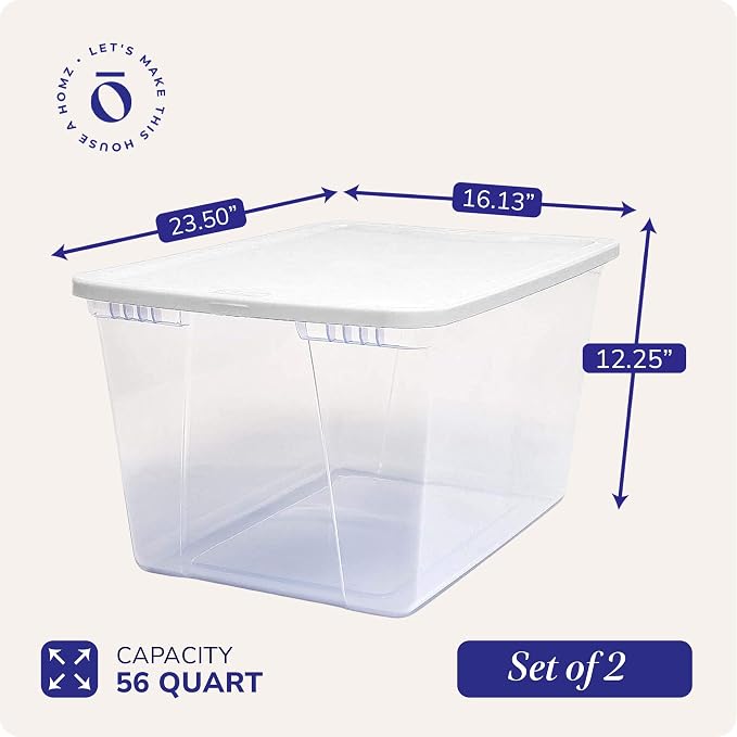 HOMZ 2-Pack Snaplock, Large Clear Plastic Storage Organizer Bins w/Lids - Image 5