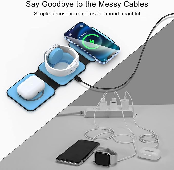 Wireless Charger 3 in 1, RTOPS Magnetic Travel Wireless Charging Station - Image 4