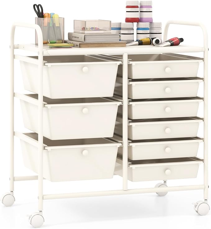 Giantex 9 Drawers Rolling Cart, Classroom Organizers, Storage Cart by Giantex