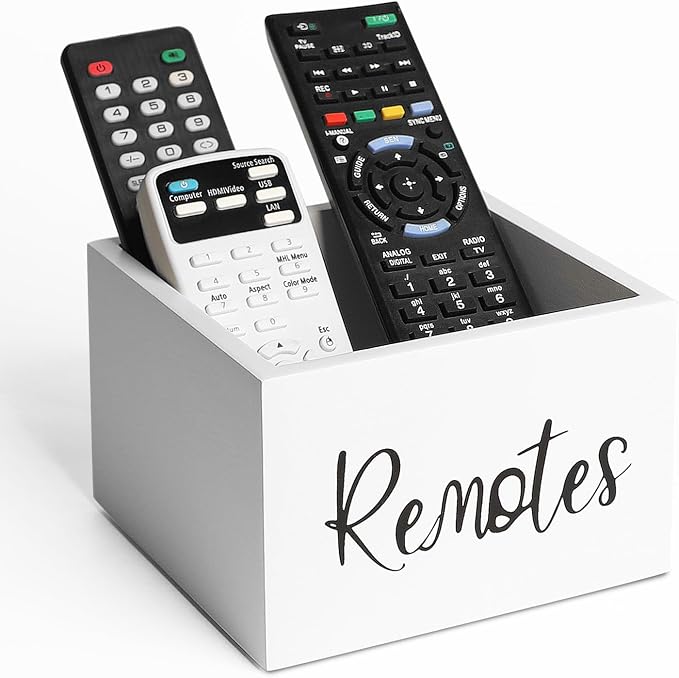 Wood Remote Control Holder, TV Remote Control Organizer by LBEMEY