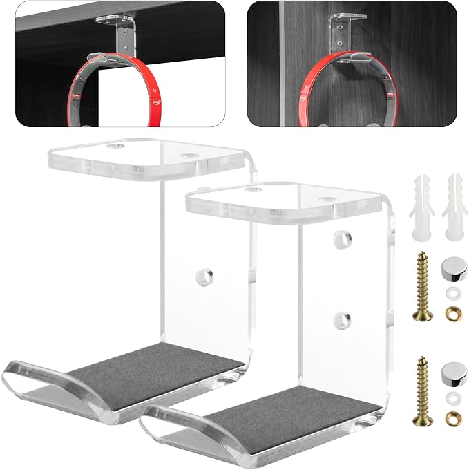 Cosmos 2 Pcs Headphone Hanger Mount Under-Desk Headset Hanger Hook Earphone by Unknown